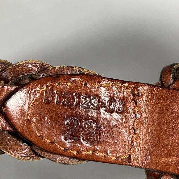 Cole Haan Leather Woven Braided Belt Mens 28 Brown Wrapped Buckle Slim 3/4" - Picture 6 of 8